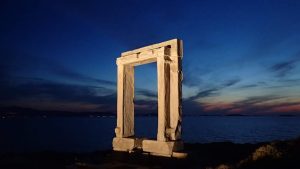 David Hundreiser captures a sunset sky at the remains of the Temple of Apollo at Naxos. Photo courtesy of Dr. Kirsten Day. 