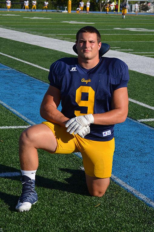 Senior Augustana College football player Jack Asquini is this weeks featured Augie Talks student. Photo by Alia McMurray.