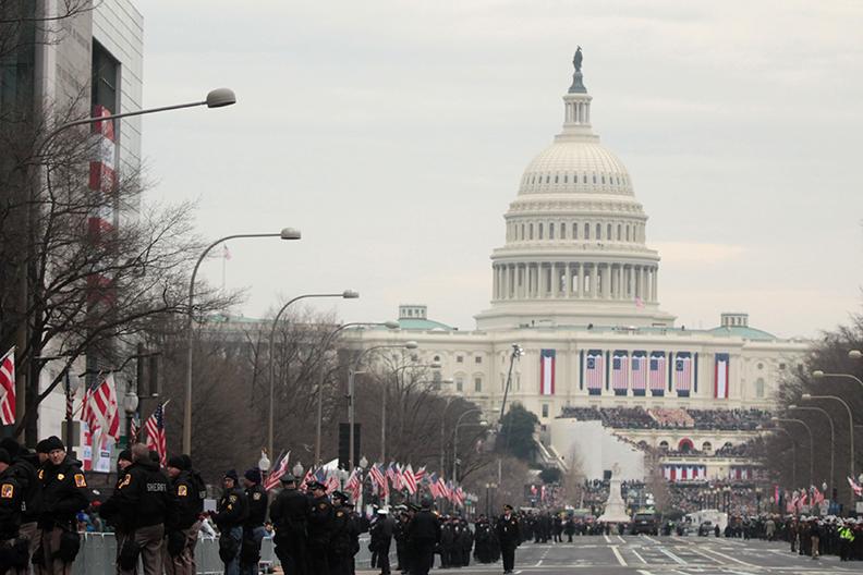 The Capitol is decorated in honor of the 58th Presidential Inauguration. Photo by Ryan Jenkins. 