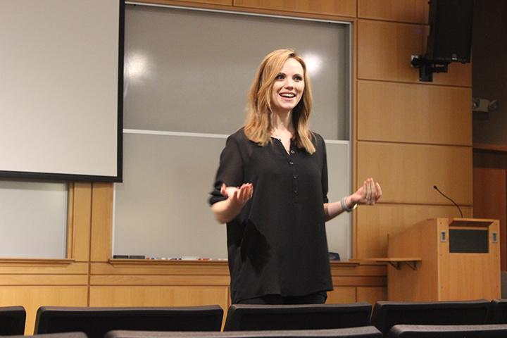 Leah Darrow, former America’s Top Model contestant, gives a talk to the women participants at the student conference during the breakout session. Photo by Maria Do.