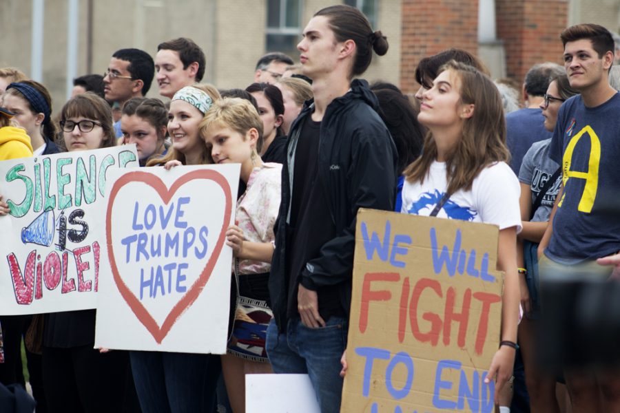 Augustana students at the rally on Sunday. Many staff, students and alumni came to listen. Photo by Kevin Donovan
