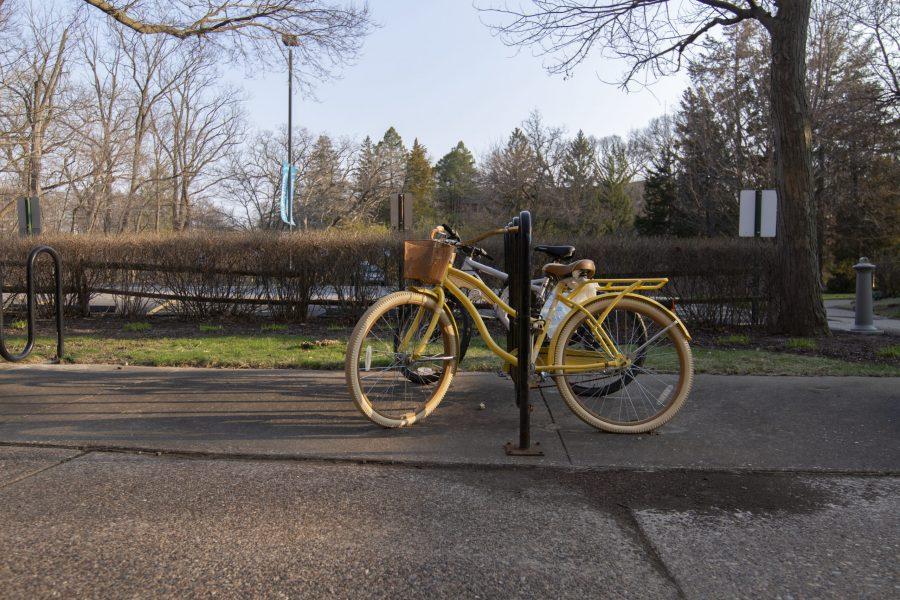 A bike rack next to Seminary hall on Thursday April 2. Photo by Kevin Donovan