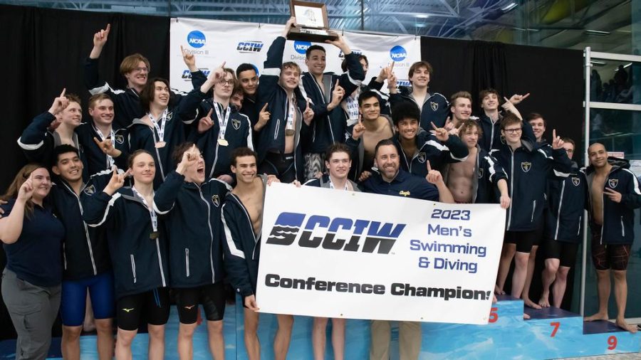 Courtesy+of+Augie+Athletics%0A%0AAugustana+mens+swimming+and+diving+team+takes+home+the+first+CCIW+conference+title+since+1982+when+the+team+was+under+Coach+Hollway.+The+team+won+with+a+score+of+968.5+points%2C+138.5+points+ahead+of+second+place.