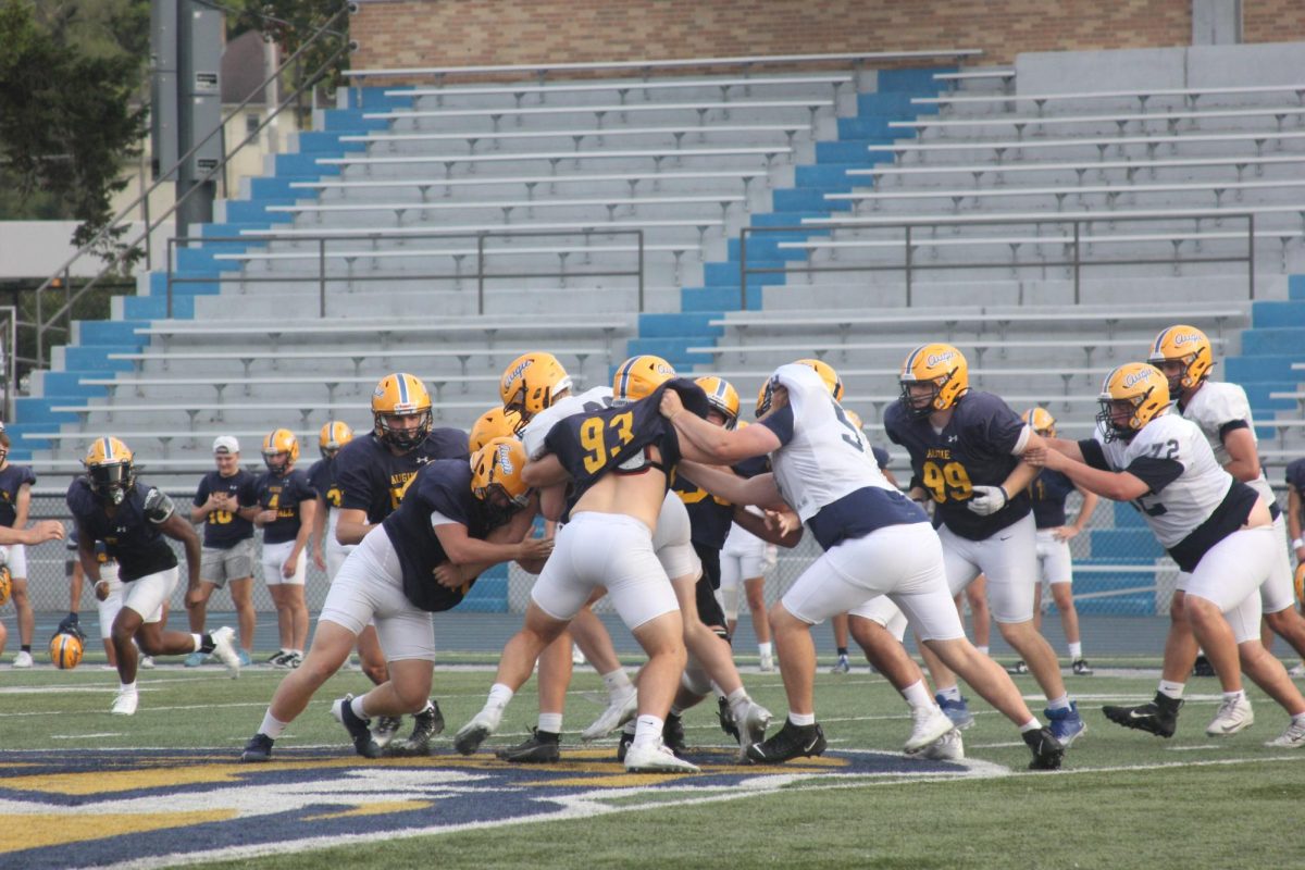 The Augustana Men’s Football team practices at the Ericson Field on Sept. 18, 2024.