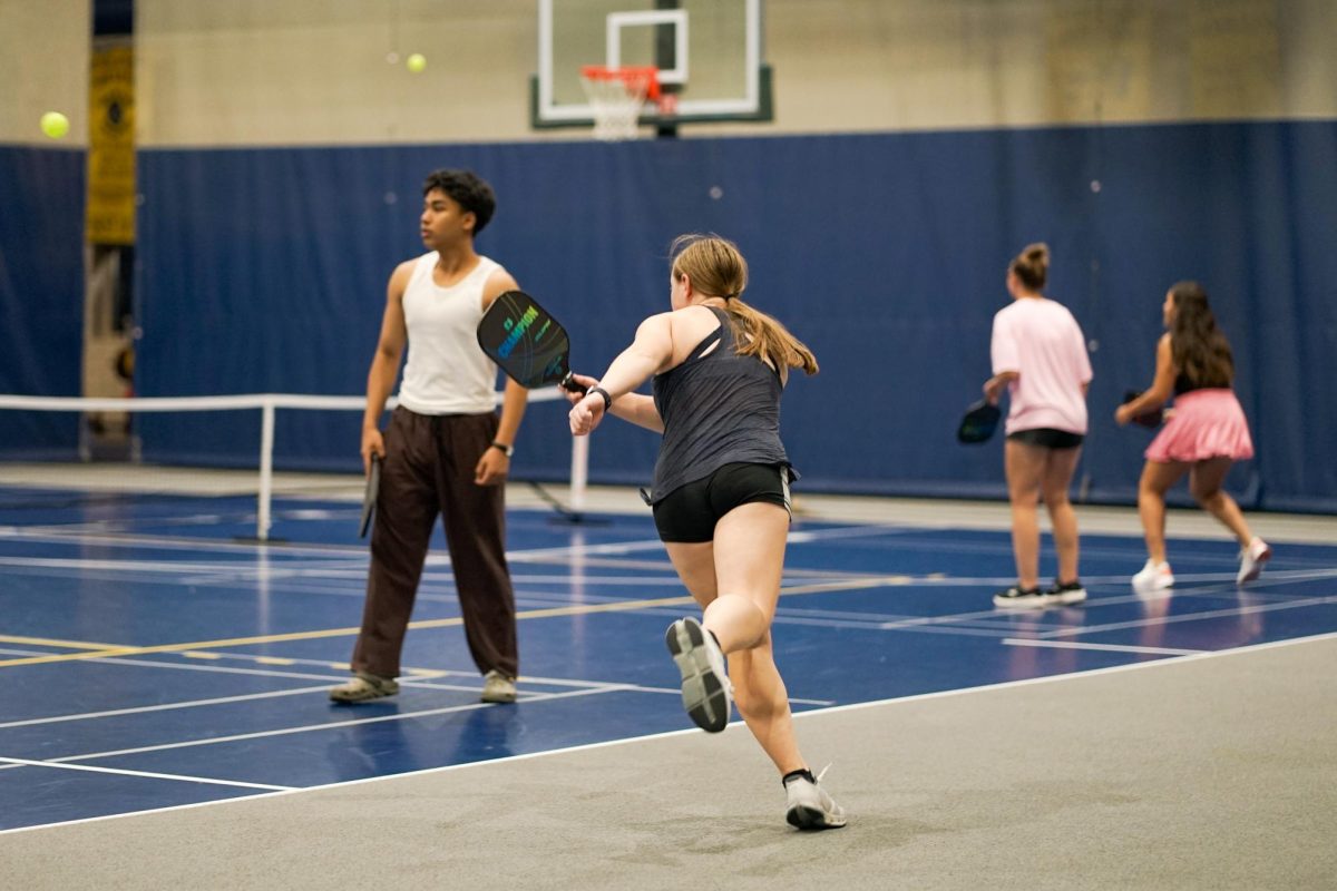 Augustana Pickleball Club’s meeting practice in PepsiCo Recreation Center on Sept. 11, 2024.