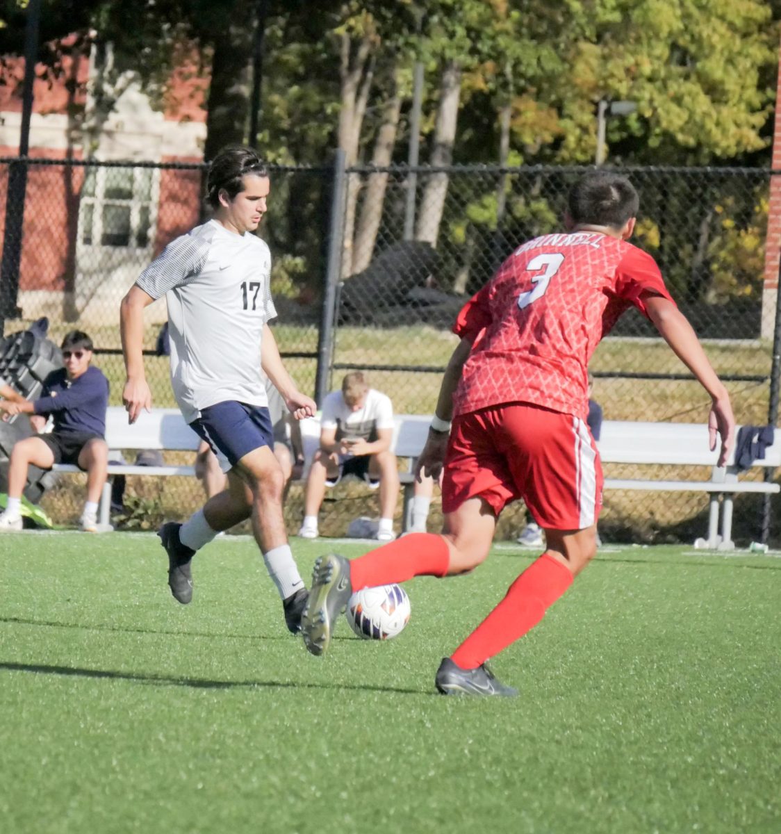 Augustana’s First-Year Diego San Pedro plays against Grinnell College’s Billy Cherres on Oct. 19, 2024.