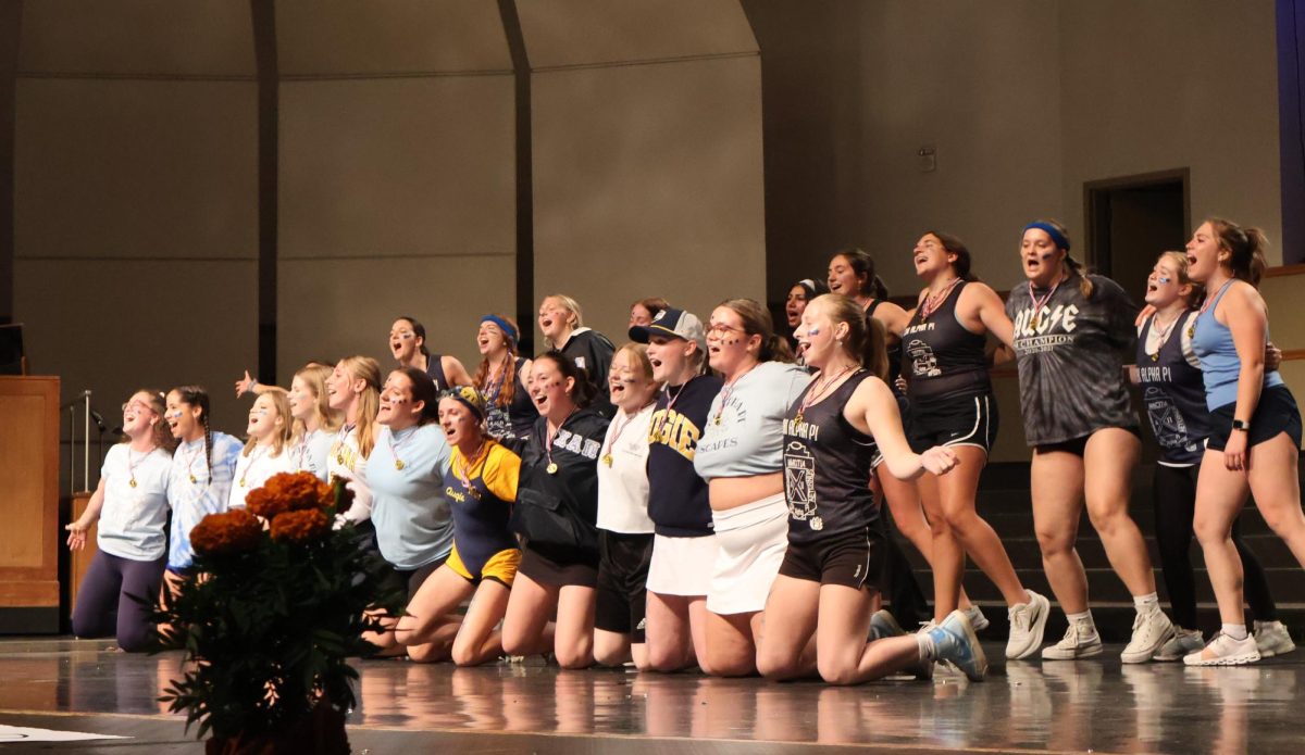 Chi Alpha Pi sorority, first runner-up of Homecoming Sing 2024, performs on Oct. 4th, 2024.