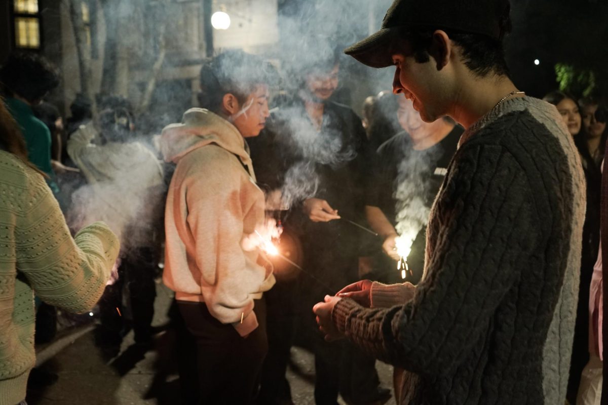 Augustana College’s Global Engagement Team (GET) hosts a celebration of Diwali on Nov. 8, 2024. Students get to celebrate the “festival of lights” by lighting sparklers outside of Wallenberg Hall.