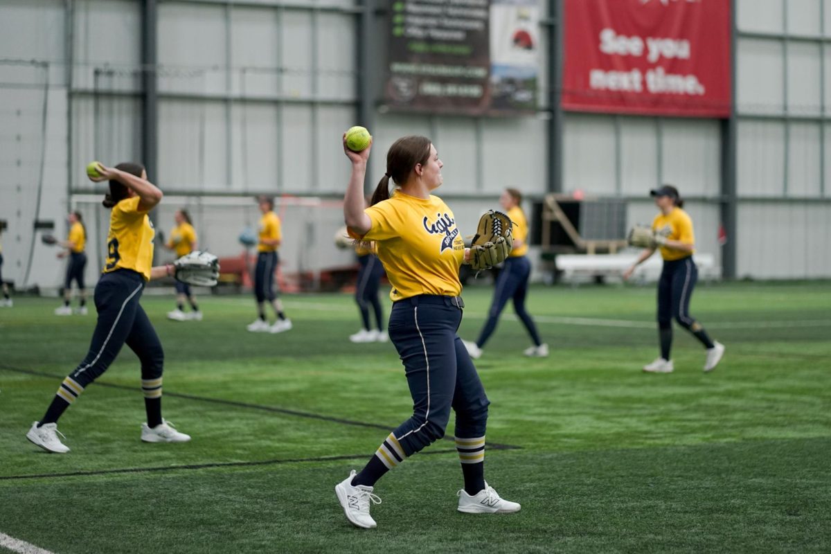 Junior Emily Gad practices at the TBK Bank Sports Complex on Feb. 18, 2025. The team will have 2 away games on Thursday in Peoria, Il. 
