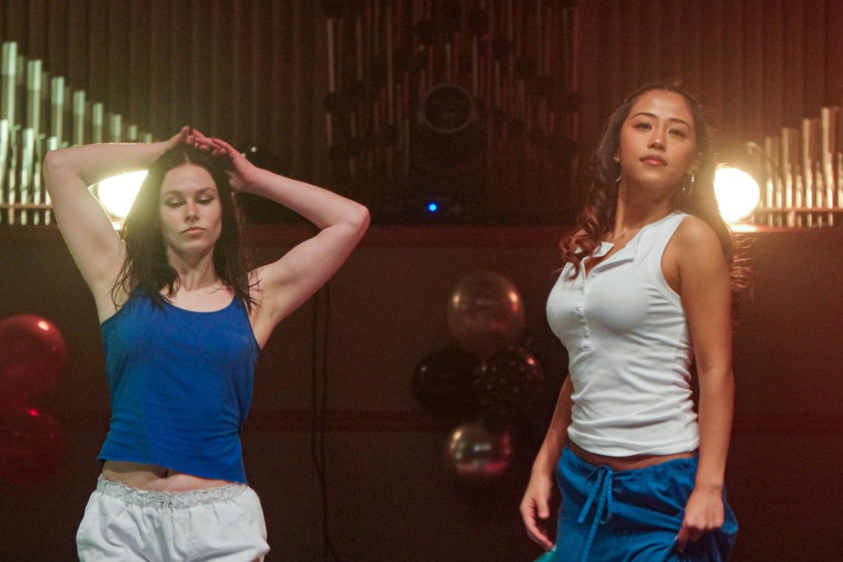 UNYK: Paige Rogde, left, president of UNYK, and First-Year Shreya Shrestha perform during UNYK Spring Showcase: Rockstar on Saturday, April 19, 2026, at Centennial Hall.
